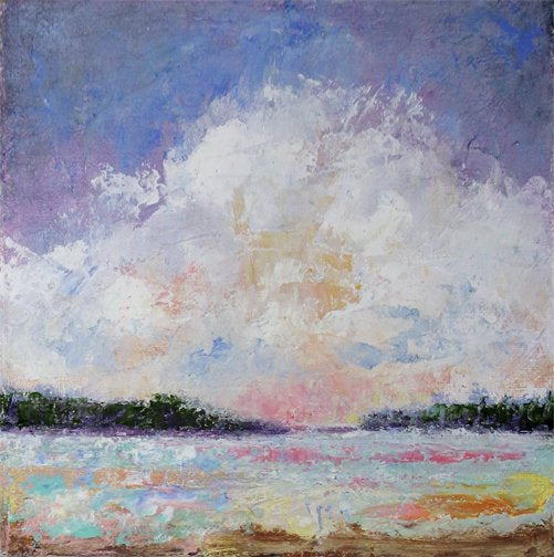 ***SOLD*** Carrie Goller - Pacific Northwest VI - 5x5 Cold Wax / Oil, original, framed