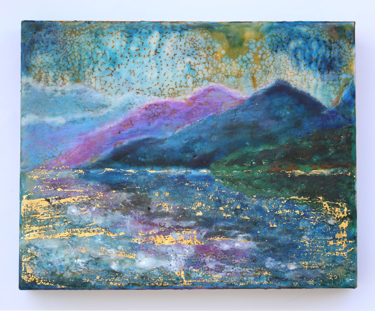 Carrie Goller - PNW VII, encaustic/mixed media 7x9