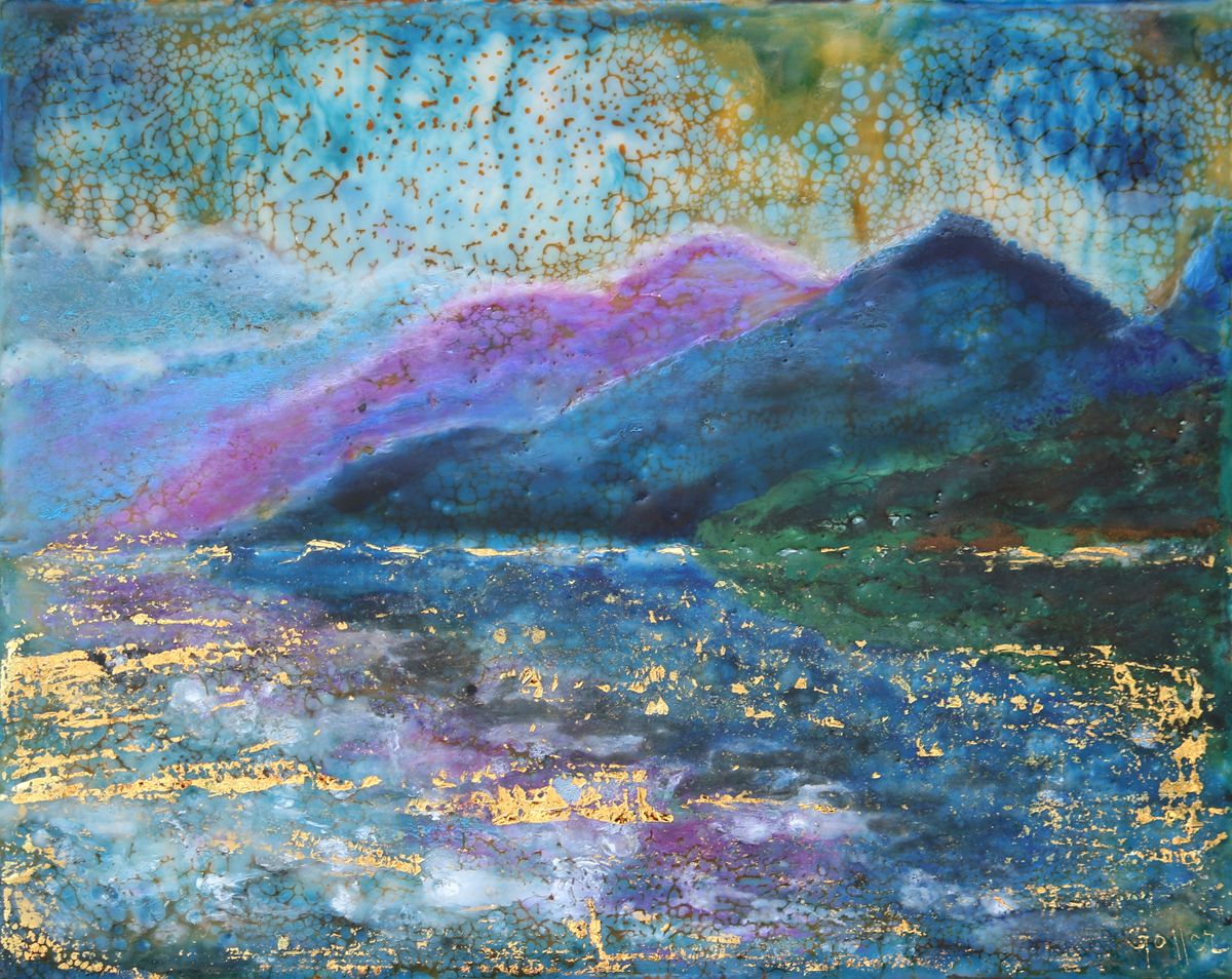 Carrie Goller - PNW VII, encaustic/mixed media 7x9