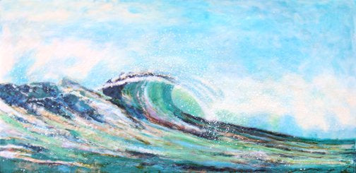 Prints available, original ***SOLD*** Carrie Goller - Pacifica XXII, encaustic/mixed media 24x48