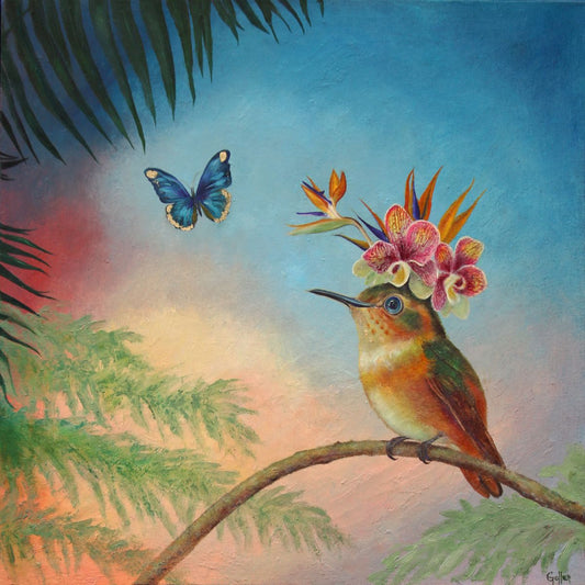 ***SOLD***CARRIE GOLLER - Passionflower, Floriferous Collection, (Custom Commission) Mixed Media - Oil/Encaustic 12x12