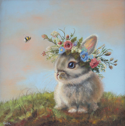Prints available, original ***SOLD*** CARRIE GOLLER - Patience (Floriferous Collection), oil 12x12 ***At Rehs Contemporary Galleries, NYC, please inquire at (212) 355-5710***