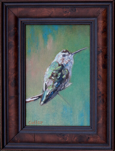 Prints available, original ***SOLD*** Carrie Goller - Peridot - 6x4 oil, original, framed