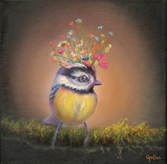 ***SOLD*** CARRIE GOLLER - PingPong (Floriferous Collection) Oil 8x8 (framed) ***At Jones & Terwilliger Galleries, Carmel, CA please inquire at (831) 626-9100***