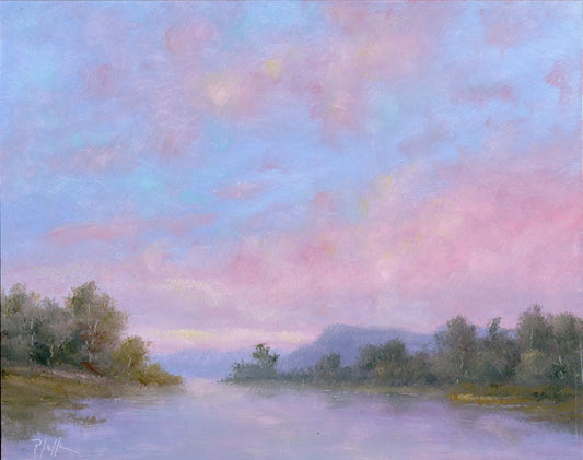 TIM PFEIFFER - Pink Clouds, oil on Panel, 8x10 (framed)