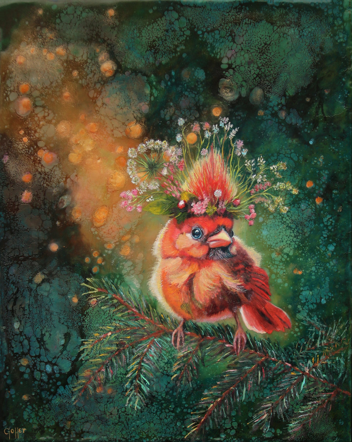 CARRIE GOLLER - Quinn (Floriferous Collection, Cardinal) Print,  Original size 14x11
