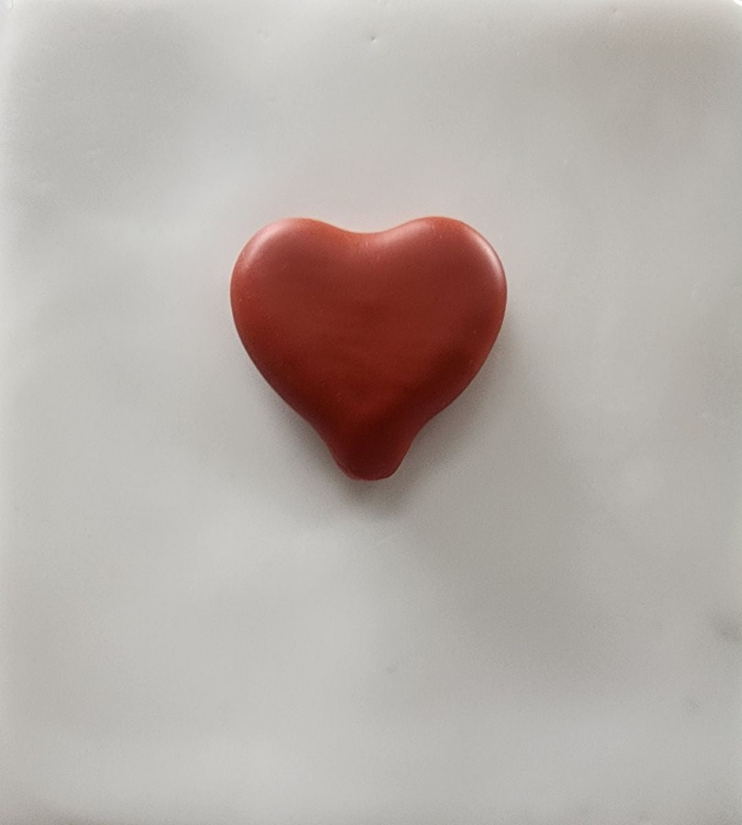Carrie Goller - Red Heart on White encaustic 4x3.25