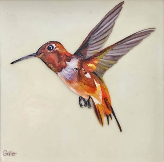 Prints available, original ***SOLD*** Carrie Goller - D'Artagnan, Oil/Encaustic 7x7 Framed