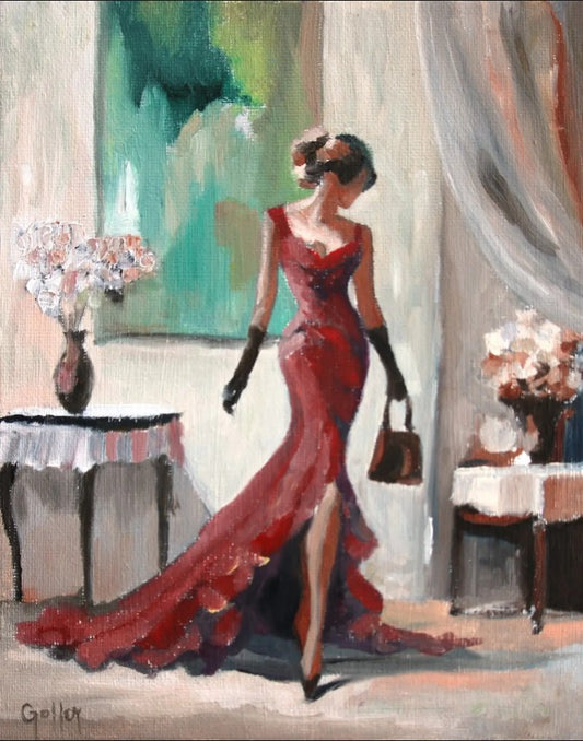 Carrie Goller - Tres Chic 12 Impressionist Portrait- Original Oil, 8" x 10" (framed)