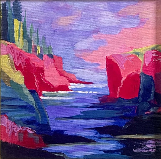 JANDI SMALL - Cape Flattery Oil on Canvas Panel, 9-1/2" x 9-1/2"