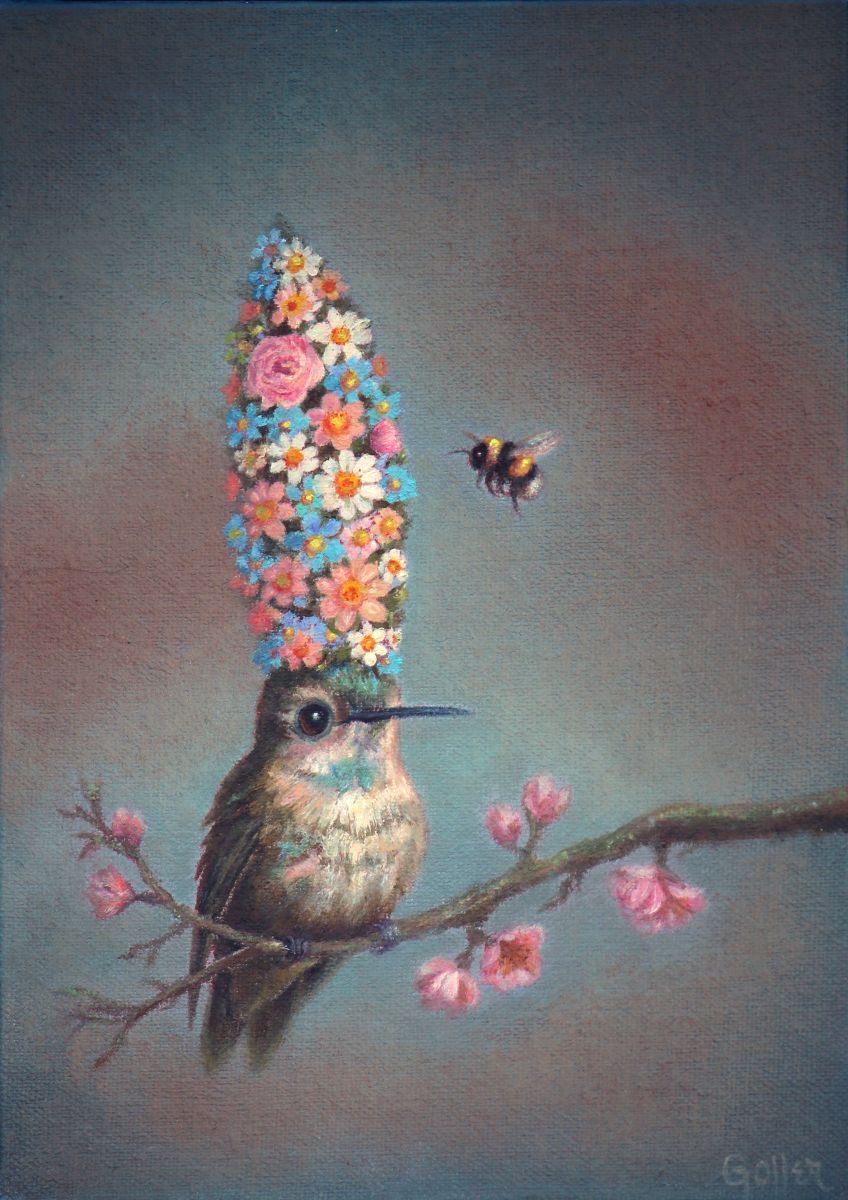 CARRIE GOLLER - Seraphina (Floriferous Collection, Hummingbird) Print, Original size 7x5