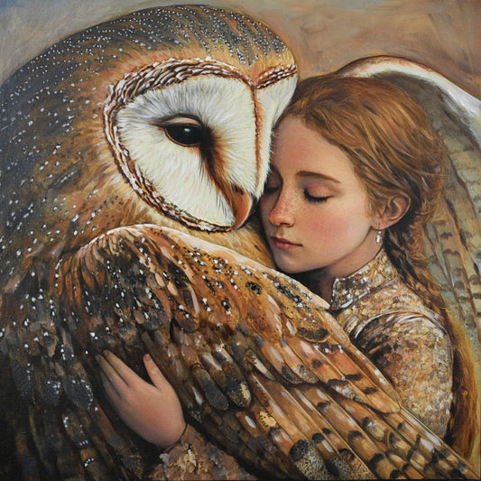 JANDI SMALL - A Heart Wrapped in Down and Moonlight, Oil on Canvas with Wood Panel, 20x20