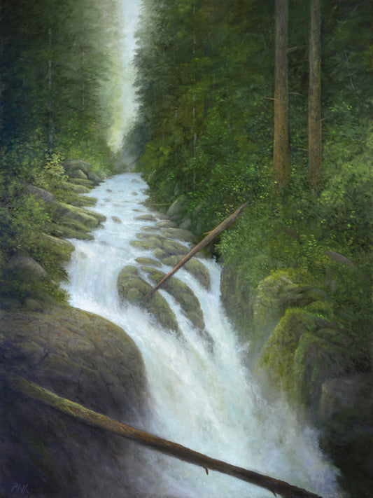 TIM PFEIFFER - Sol Duc Falls, oil on gallery wrapped canvas, 30x40 (framed)