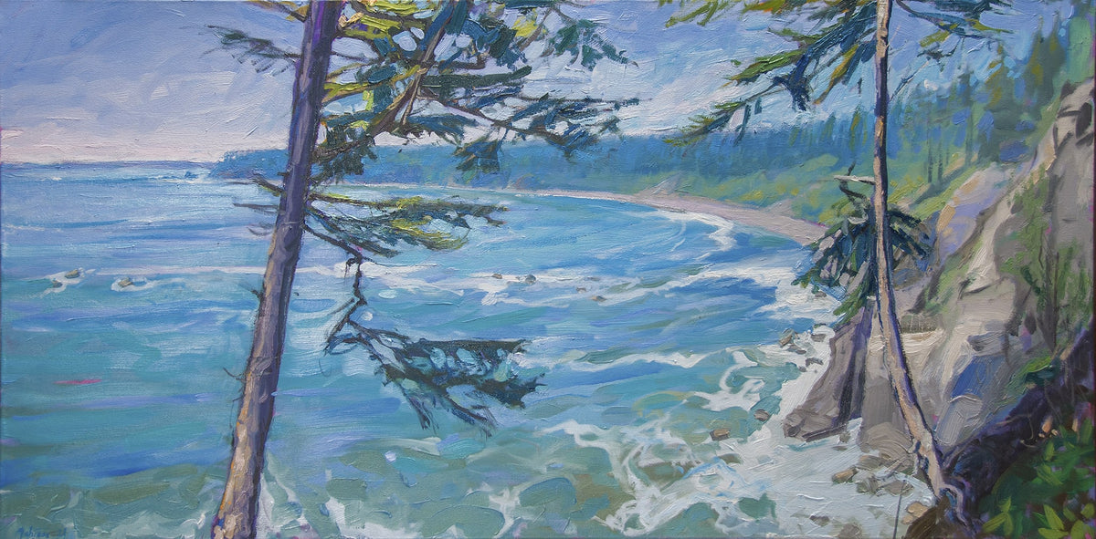 BRIAN MAHIEU - Strawberry Bay—midsommar, Oil on gallery wrapped canvas, 24" X 48" X 1.5"