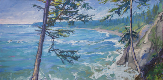 BRIAN MAHIEU - Strawberry Bay—midsommar, Oil on gallery wrapped canvas, 24" X 48" X 1.5"