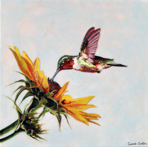 Prints available, original ***SOLD*** CARRIE GOLLER - Sunny, encaustic/mixed media 20x20