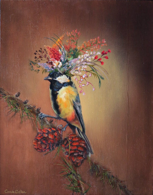 Prints available, original ***SOLD*** CARRIE GOLLER - Sunny  (Floriferous Collection) Oil 14x11 ***At Jones & Terwilliger Galleries, Carmel, CA please inquire at (831) 626-9100***
