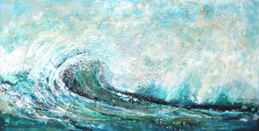 Carrie Goller - Surrender III, encaustic/mixed media 24x48
