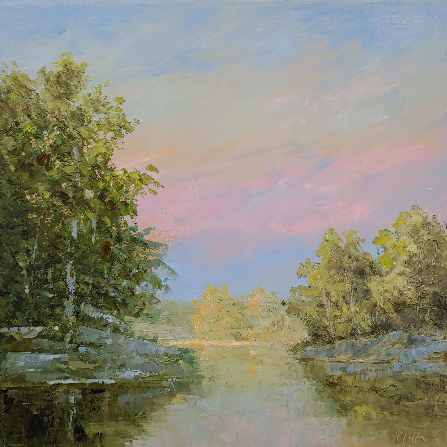 TIM PFEIFFER - Take Me To The River, oil 12x12  (framed)