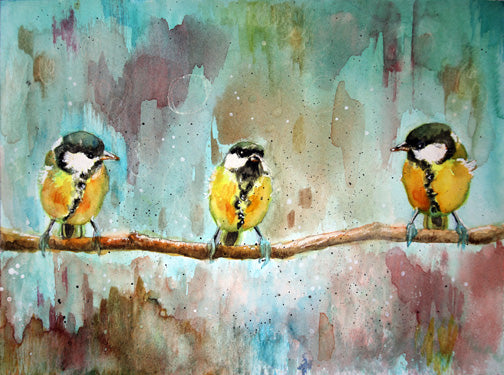 Prints available, original ***SOLD*** Carrie Goller - Three Amigos, watercolor 9x12