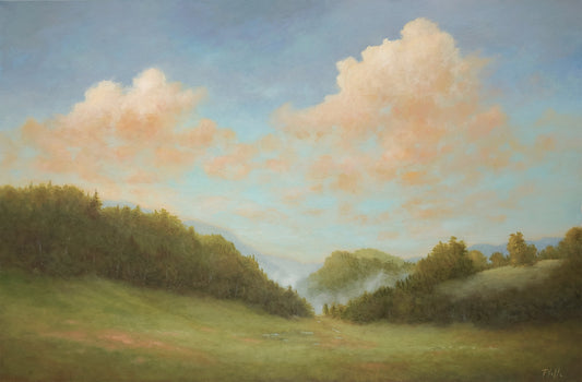 TIM PFEIFFER - To the Valley Below, oil on canvas 30x20 (framed)