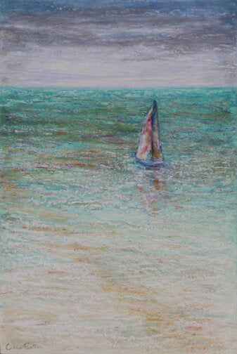 Prints available, original ***SOLD*** Carrie Goller - Tranquil, encaustic/mixed media 36x24