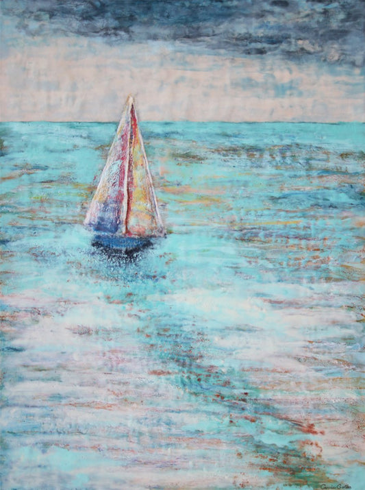 ***SOLD***Carrie Goller - Tranquil III, encaustic/mixed media 48x36