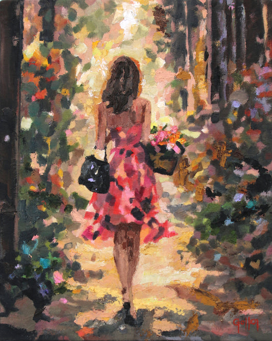 Carrie Goller - Tres Chic 14 Impressionist Portrait- Original Oil, 8" x 10" (framed)