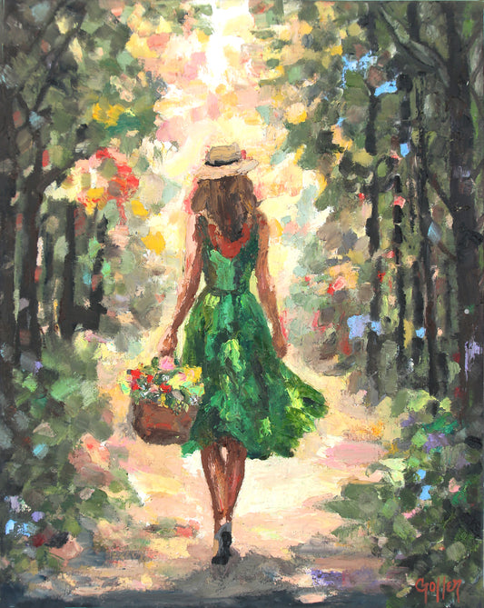 Carrie Goller - Tres Chic 15 Impressionist Portrait- Original Oil, 8" x 10" (framed)