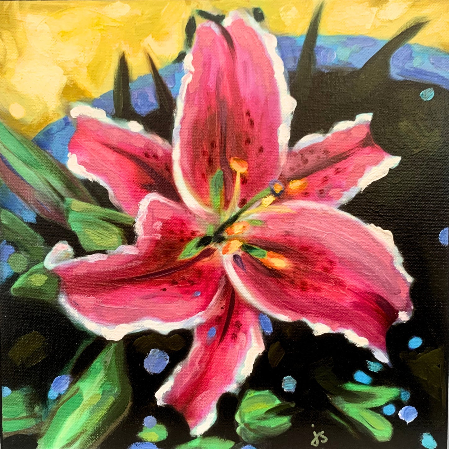 JANDI SMALL - Stargazer I, Oil on Wood Panel, 12" x 12" x 1.5"