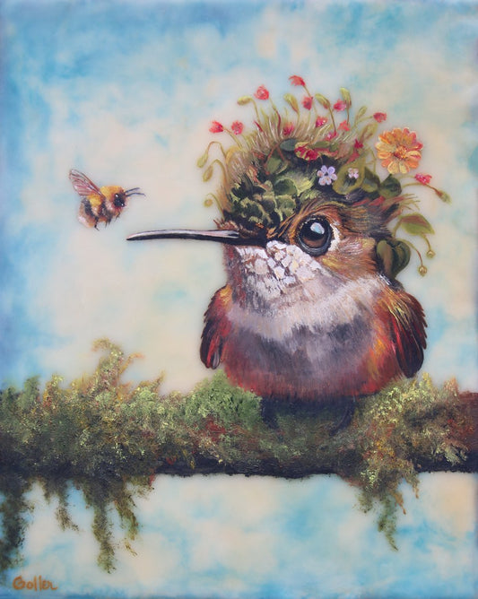***SOLD*** CARRIE GOLLER - Veronica (Floriferous Collection), Mixed Media: Oil/Encaustic 8x10 ***At Jones & Terwilliger Galleries, Carmel, CA please inquire at (831) 626-9100***