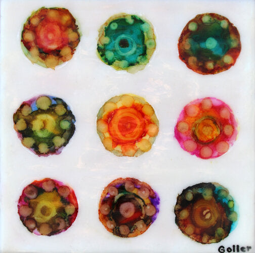 ***SOLD*** CARRIE GOLLER - Wild XIII, encaustic/mixed media 7x7