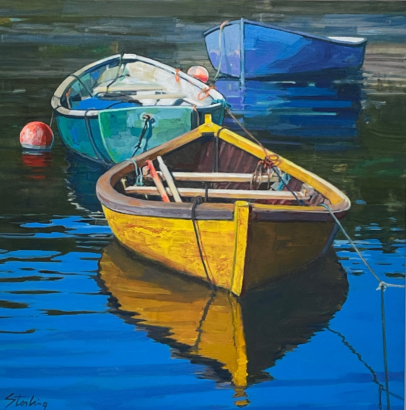 SYDNI STERLING - Yellow, Green, and Blue, Original acrylic on gallery wrapped canvas, 24x24