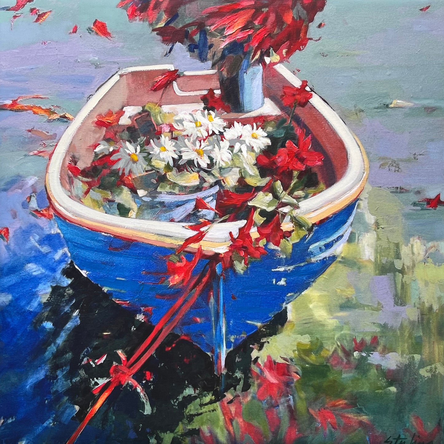 SYDNI STERLING - Island Container Garden, Mixed Media, Giclee/Acrylic on canvas, 24"x 24"