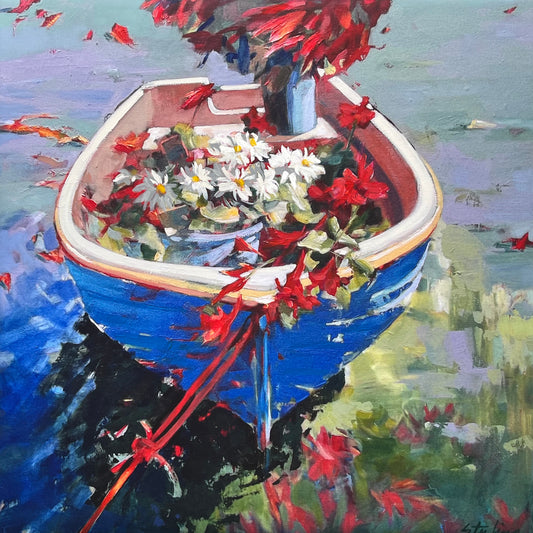 SYDNI STERLING - Island Container Garden, Mixed Media, Giclee/Acrylic on canvas, 24"x 24"