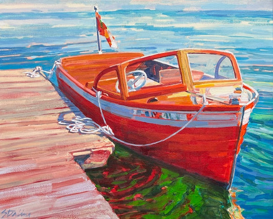 SYDNI STERLING - Red Runabout, Original acrylic on gallery wrapped canvas, 16x20